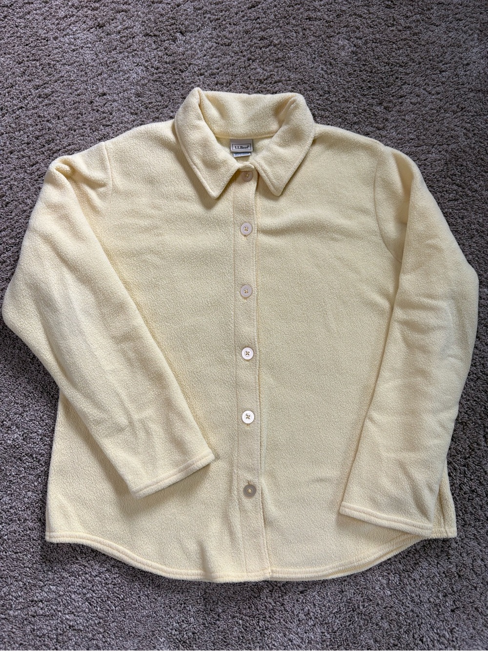Vintage L.L. Bean Butter Yellow Fleece Button Up Shirt Outdoor Gorpcore